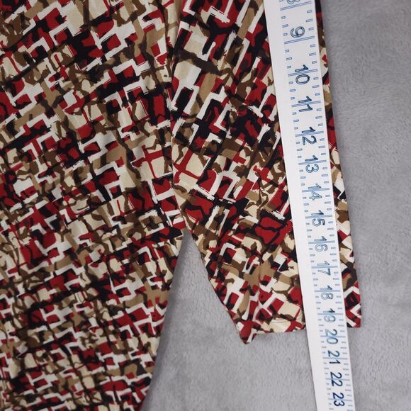 J Jill Top Tunic Womens  Size XL Pullover Stretch 3/4 Sleeve V-Neck Geometric - Picture 4 of 11